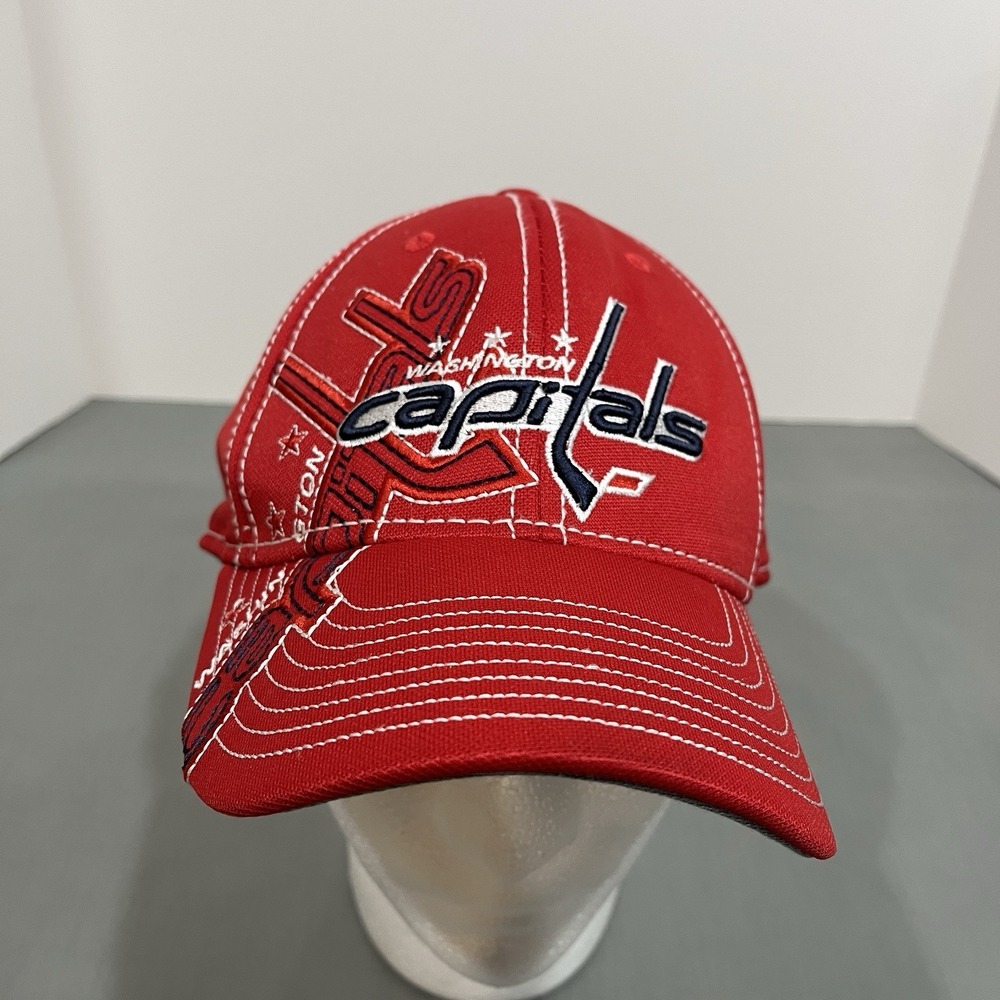 Washington Capitals Hat Cap Men's L/XL Red Reebok Fitted NHL Hockey Center Ice